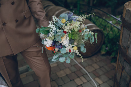 wonderful wedding bouquet for the bride on her wedding day happiness