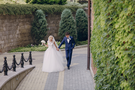 beautiful summer wedding in a beautiful historic architectureの写真素材