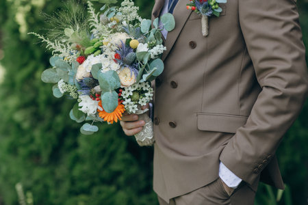 wonderful wedding bouquet for the bride on her wedding day happiness