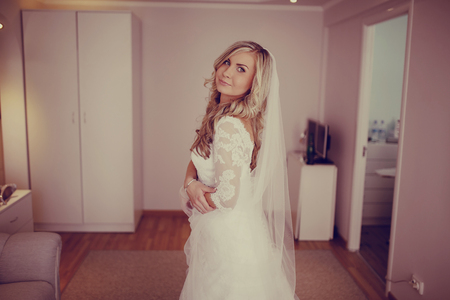 cervene wedding beautiful and fashionable young couple in autumnの写真素材