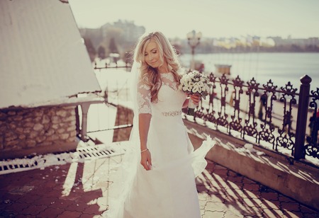 cervene wedding beautiful and fashionable young couple in autumnの写真素材