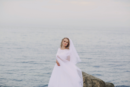 beautiful blonde couple celebrate their wedding dayの写真素材