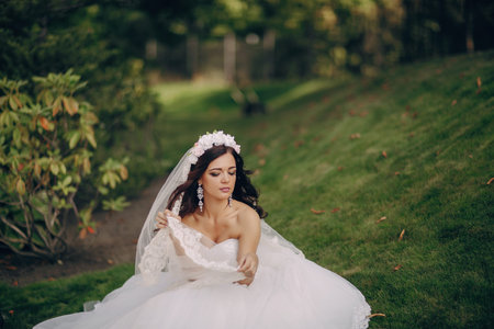 gorgeous wedding and beautiful couple of young people in the summer