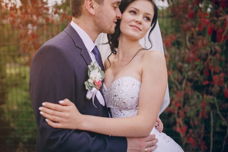beautiful summer wedding that took place in the old city with wonderful architectureの写真素材