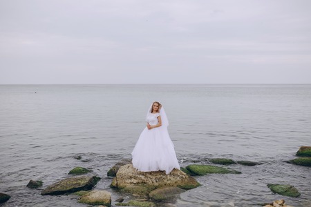 beautiful blonde couple celebrate their wedding dayの写真素材