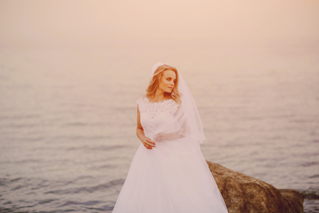 beautiful blonde couple celebrate their wedding dayの写真素材