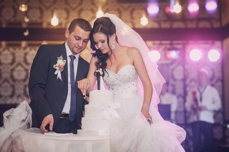 a wonderful pair of dancing at your wedding in a restaurantの写真素材