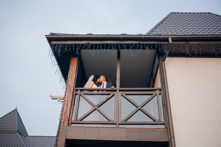 beautiful summer wedding that took place in the old city with wonderful architectureの写真素材