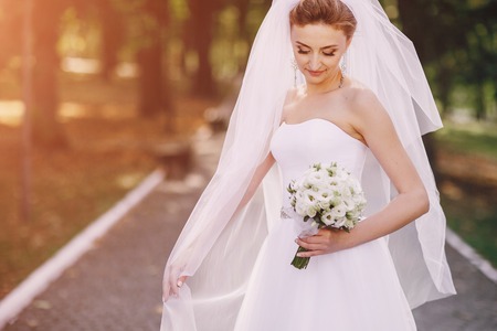 beautiful blonde couple celebrate their  wedding dayの写真素材