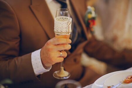 authentic wedding wonderful young couple with incredible sceneryの写真素材