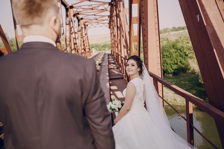 beautiful summer wedding that took place in the old city with wonderful architectureの写真素材