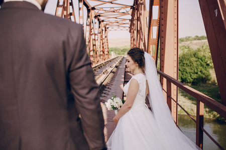 beautiful summer wedding that took place in the old city with wonderful architectureの写真素材