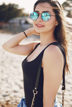 girl preparing to ride a horseの写真素材