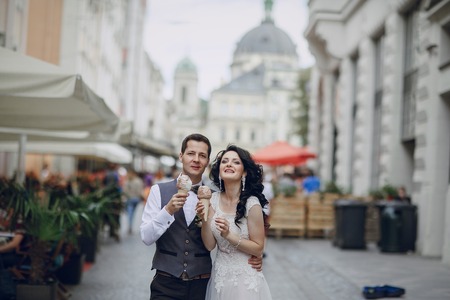 Royal wedding in the old townの写真素材