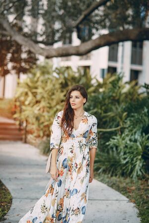 beautiful girl on the streetの写真素材