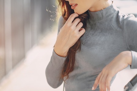 beautiful girl on the streetの写真素材