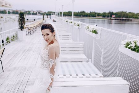 bride in white dressの写真素材