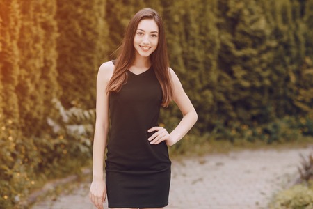 beautiful girl on the streetの写真素材