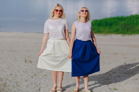 girls twins outの写真素材