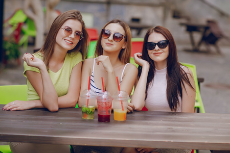 beautiful girls on the streetの写真素材