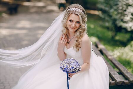 bride in the Parkの写真素材