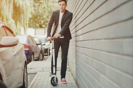 Kick scooter manの写真素材