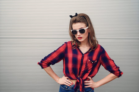 pin-up girl on the streetの写真素材