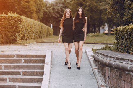 two beautiful girlsの写真素材