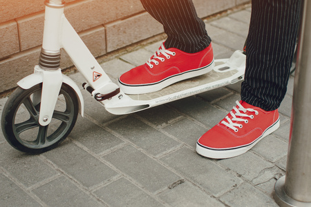 Kick scooter manの写真素材