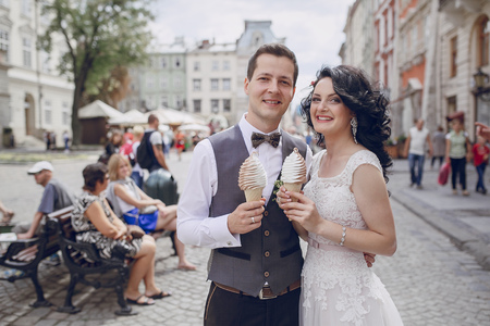 Royal wedding in the old townの写真素材