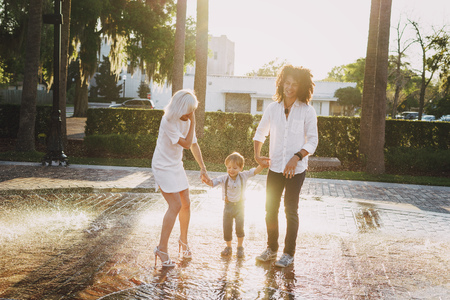 beautiful young familyの写真素材