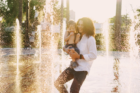beautiful young familyの写真素材