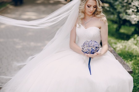 bride in the Parkの写真素材