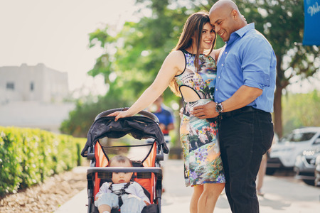 family on a walkの写真素材