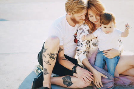 family in a parkの写真素材