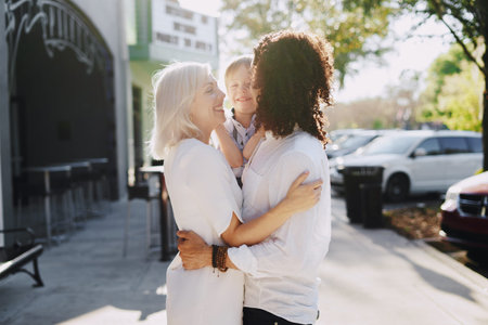 beautiful young familyの写真素材