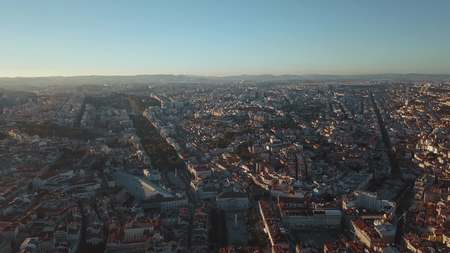 Sky view from the charming city of Lisbon and its downtowの写真素材