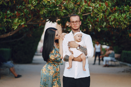 family in a townの写真素材