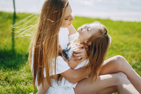 mother with daughterの写真素材