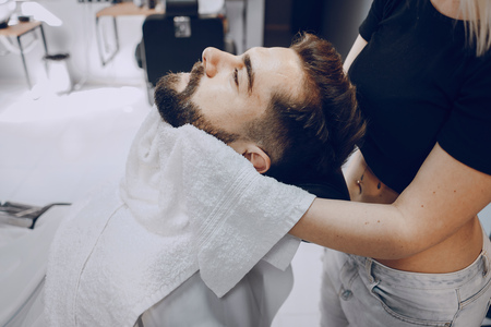 guy in the barbercosの写真素材