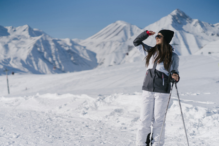 girl with skiの写真素材