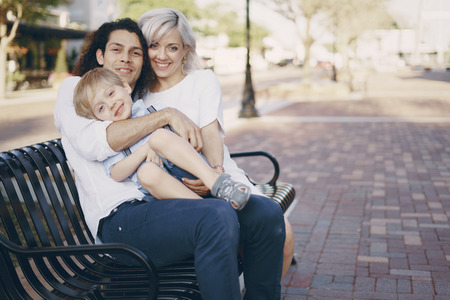 beautiful young familyの写真素材