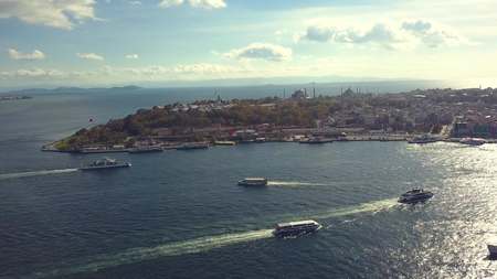 lively istanbul turkey on a sunny dayの写真素材