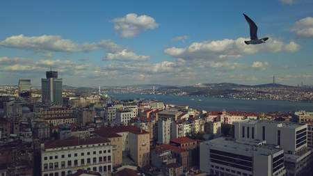 lively istanbul turkey on a sunny dayの写真素材