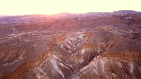 flyover of the desert by the dead sea in Israelの写真素材