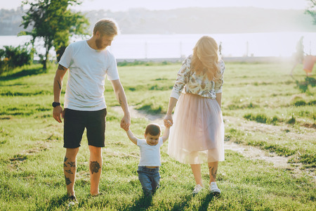 family in a parkの写真素材