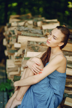 girl in a forestの写真素材