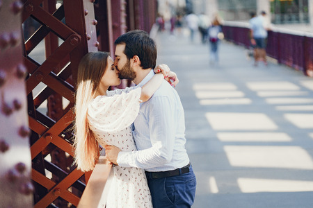 elegant couple in a cityの写真素材
