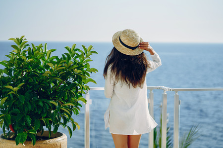 girl near seaの写真素材