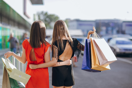 girl is shoppingの写真素材